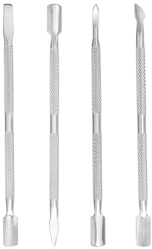 Nagelhautschieber Edelstahl Nagelreiniger Cuticle Pusher Profi Nagelschieber Doppelinstrument FuDußpflege Nagelhautschneider Set Nagelhautmesser für Maniküre Pediküre 4 Stück