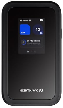 NETGEAR Nighthawk 5G Mobile Hotspot M7 with eSIM or SIM | Portable WiFi 7 Router for Travel in 140+ Countries | Supports 32 Devices | Unlocked 5G/4G LTE | 3.6Gbps Speed | AT&T, T-Mobile (MH7150)