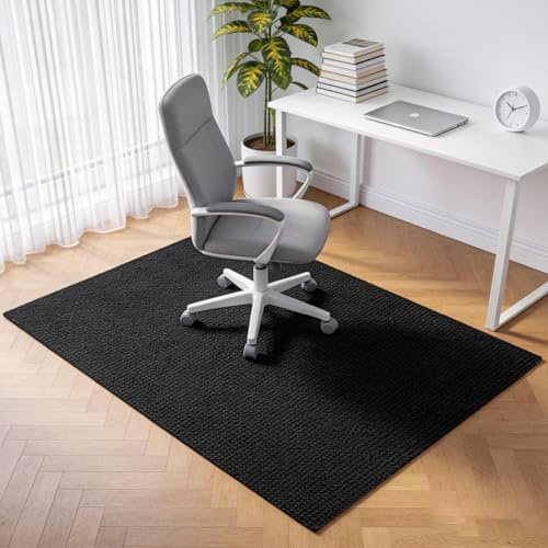 LQOZYYUL 90 x 120cm Office Chair Mat for Carpet - Dark Grey | Non-Slip Carpet Protector Chair Mat, Office Desk Chair Mat for Hardwood Floor Rolling Chairs
