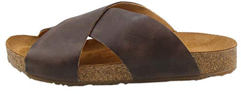 HAFLINGER Herren Damen Clog Pantolette Bio Mio Leder Fußbett rutschfest 819412-0, Größe:46 EU, Farbe:Braun