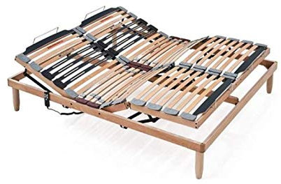 Evergreenweb Elektrischer Lattenrost 165x195 cm, Orthopädisch mit motorisierter Kopf und Fußteilverstellung, Holzlattenrost mit Verstärkte Füße Angebot 3-Zonen-Steifigkeitsregler, Modell Lemon