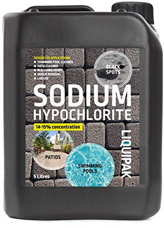 Liquipak Sodium Hypochlorite 5L Patio Cleaner | High Strength, Swimming Pool Liquid Chlorine 5L