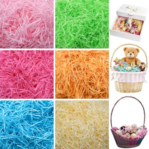 600 Grams Multicolored Raffia Paper Shreds Creamy Kraft Shredded Crinkle Confetti for DIY Gift Basket Filling