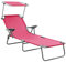 vidaXL Sonnenliege mit Sonnenschutz Zusammenklappbar Gartenliege Strandliege Freizeitliege Gartenmöbel Liege Campingliege Relaxliege Stahl Rosa