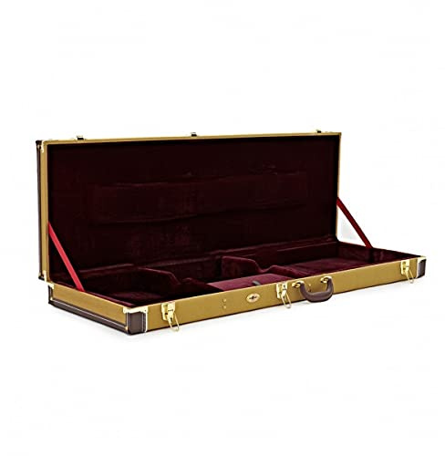 gear4music Estuche rígido para Guitarras Bajas Tweed con Forro de Felpa