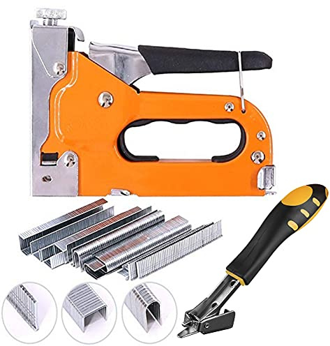 Staple Gun Manual Nail Gun Stapler with 600 Nails Set Heavy Duty Staple Gun Stapling Machine for DIY Wood Decoration,Cable, Fabric, Wall, Furniture