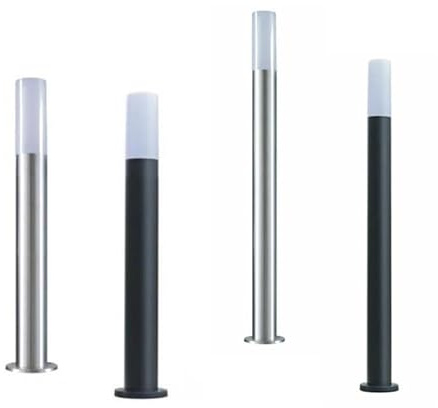Dopastore Lampada da Terra Per Esterno Con Attacco E27 Lampione Moderno Nero e Argento IP65 Per Giardino Sentieri Terrazza (100 cm, Acciaio)