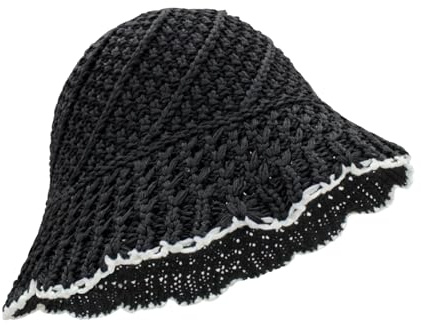 Feelorna Sombreros de sol de paja para mujer, sombrero de paja plegable, sombrero de paja transpirable, para viajes, vacaciones al aire libre