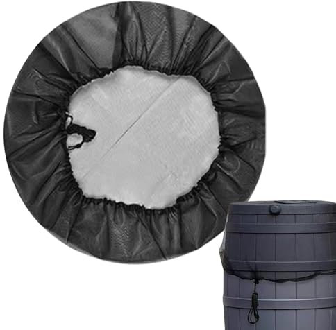 Copertura per barile – Rete antipioggia con coulisse | Copertura in rete per barili di pioggia | Barili di raccolta pioggia Rete schermo impedisce alle foglie e detriti di cadere in barili di pioggia
