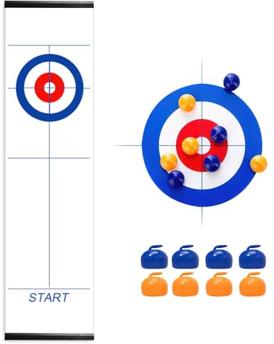 Vmxlso Table Top Curling Game, Tabletop Curling Game, Table Curling Game with 8 Stones, Quick & Easy to Set-Up, Shuffleboard Table for Travel Home Party Game