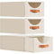 Homsorout Wardrobe Storage Organiser - 3 Pack Foldable Stackable Storage Drawers Box,Fabric Storage Baskets for Clothes Organization,Shelves,Bedroom,Living Room, Beige