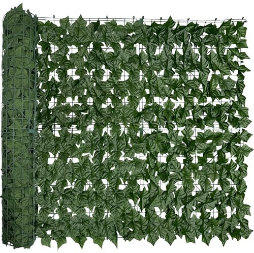 DOPGIB Artificial Ivy Privacy Fence Screen, 128 x 48 (43 Sqft) Anti-Ultraviolet Artificial Hedge Grass Wall, Used for Indoor and Outdoor Green Background, Garden Greening Decoration