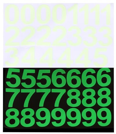 MECCANIXITY 42 Pcs Glow in The Dark Number Decals Decor, Green Luminous Adhesive Wall Stickers, 3D Glowing Stickers for Ceiling Bedroom Bedding Room Decoration