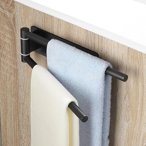 OETAMS handdukshållare utan borrning svart matt 180° vridbar 22 cm