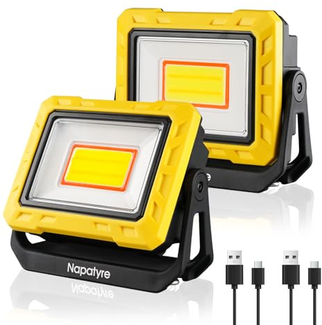 Napatyre Lampada da lavoro a LED, 2000 lm, lampada da officina super luminosa con base magnetica girevole a 360°, torcia da officina, lampada da ispezione COB con power bank per auto, campeggio