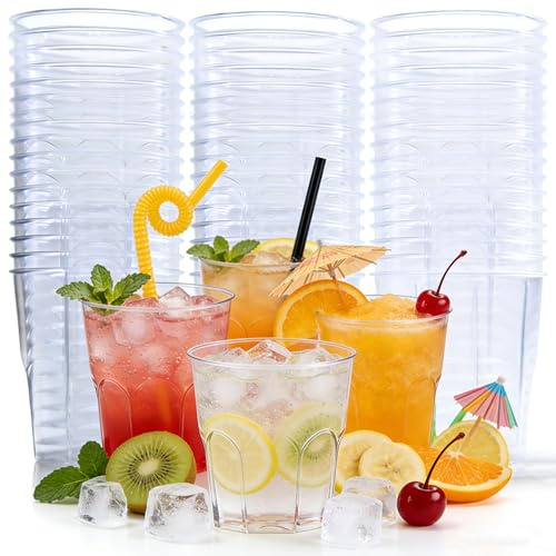 Rliocvhe 50 Vasos de Pl¨¢stico Reutilizables 220 ml, Vasos Plastico Duro, Copos Festa, Vasos Sidra Plastico Duro Para C¨®cteles, Champ¨¢n, Cerveza, Martinis, Para bodas, fiestas, Navidad