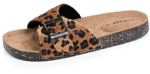 Isotoner Mules Claquettes Femme à Simple Bride léopard, Semelle intérieur Patch Talon Ultra Confortables, 39 EU, léopard