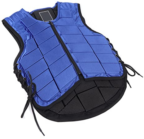 Jelquix Children Horse Riding Vest with Adjustable Fit and Shock Absorption for Equestrian Activities Blue Lightweight Design (CL)