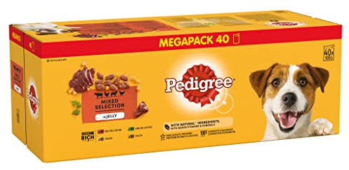 Pedigree Wet Dog Food for Adult Dogs 1+, Mixed Selection in Jelly, 40 x 100 g