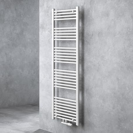 doporro Radiatore da Bagno 160x50cm, Radiatore Piatto Termoarredo da Bagno Riscaldamento Elettrico o da Acqua Calda RHE Portasciugamani in Acciaio, Bianco