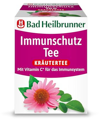 Bad Heilbrunner Immunschutz Tee – Kräutertee mit Moringa, Sonnenhutkraut (Echinacea) und Vitamin C zur Unterstützung des Immunsystems, (12 x 8 Filterbeutel)