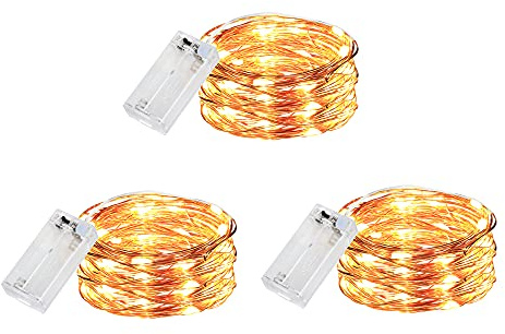 innotree 3 Pack Fairy Lights with Timer, Battery Copper Wire Fairy Lights 3M 30 LEDs String Lights Christmas Battery Operated Bedroom Party Lights Bottle Decoration, Warm White