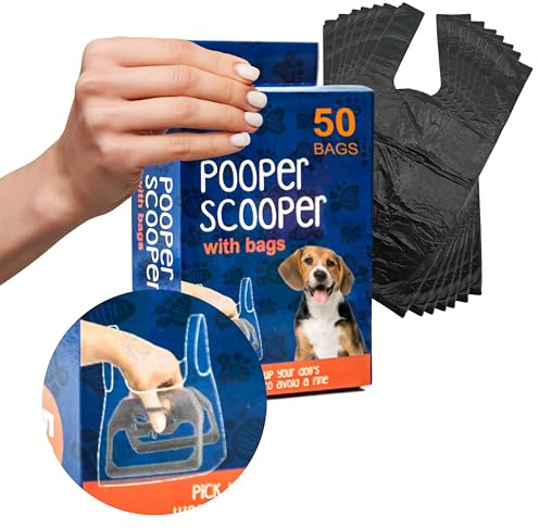 Petopedia 1x All Pets Dog Pooper Scooper Handheld – Assembled Dogs Poop Scoop with 50 BAGS – Lightweight, Hygienic Cleaning, Poo Picker for Pet Loo, Animal Waste (15cm (Pack of 1))