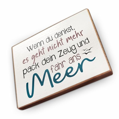 Kühlschrankmagnet mit Spruch - W - Handmade aus Buchenholz - Magnet für Kühlschrank Süß Witzig Lustig - Küchen Kühlschrank Deko 6.5cm x 5cm - Geschenk-Idee (Wenn du denkst es geht Nicht mehr)