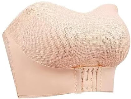 HULKAY 2024 Damen-BH, ohne Träger, Bügel, nahtlos, Top, BH, vorne, Schnalle, rutschfest - Beige, M, L, XL, 2XL