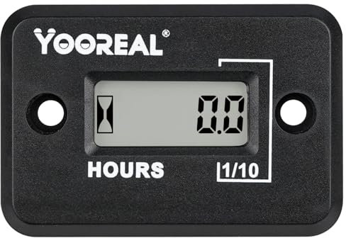 Yooreal Compteur Horaire Inductif Numérique Étanche IP68 Fonctionne sur 2/4 Temps Divers ZTR/Tondeuses à gazon autoportées,Tondeuse terrestre,Débroussailleuse UTV,Tracteur,Bateau VTT Moteur hors-bord