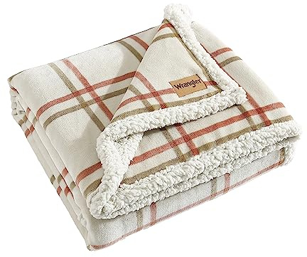 Wrangler Ropa de Cama Sherpa Reversible de Felpa ultrasuave para decoración del hogar, para Todas Las Estaciones Manta, Forro Polar, Colt Bright Orange, 50 x 60