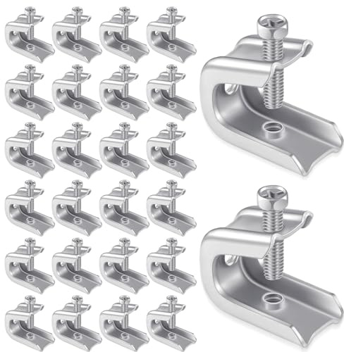 Hicarer 25 Pcs 1/4 x 20 Beam Clamp Steel Screw in Hooks for Flanges Strong Threaded Rod Wire Ring with Harden Point Screws