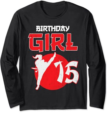 Karate Taekwondo 15 Jahre alt Geburtstag Kampfsport Mädchen Langarmshirt