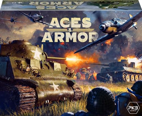 Aces & Armor, Strategie Brettspiel im Zweiten Weltkrieg, 1-4 Spieler, ab 14 Jahren, 1-2 Std. Spielzeit