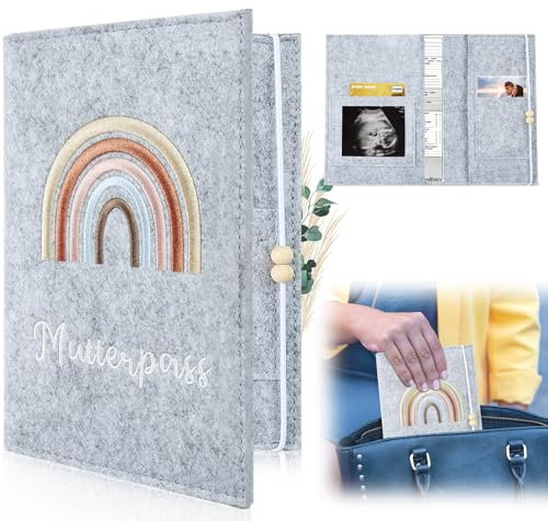 Premium Mutterpasshülle Aus Filz Für Deutsche U Heft Hülle Und Impfpass-Mit Fächern Mutterpass Für Ultraschallfotos,mutterpass schutzhülle,Versicherungskarten-Handgefertigte mutterpass schutzhülle