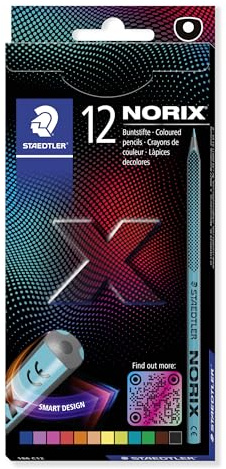 STAEDTLER NORIX 186 Buntstift, Made from Upcycled Wood, einzigartige Form, Kartonetui mit 12 Buntstiften in sortierten Farben, 186 C12