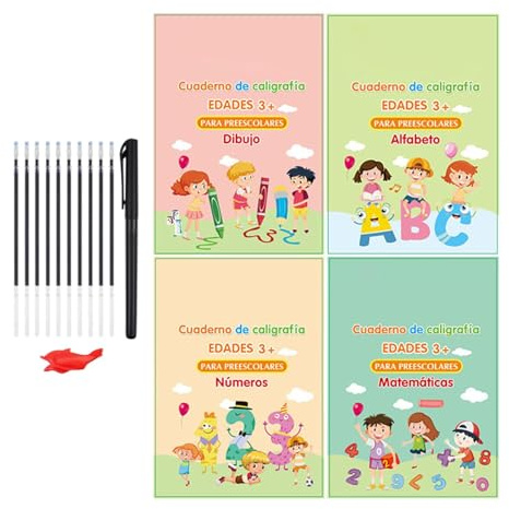 Spanish Groove Practice Workbook for Writing,Spanish Reusable Handwriting Books - Spanish Writing Workbooks for Boys, Girls, Kid, Children