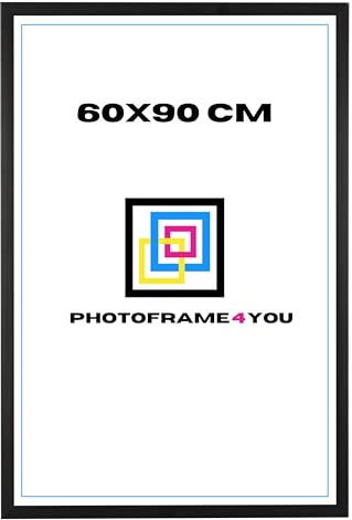 Photoframe4you - Cadre photo 60x90 cm - Noir Mat - Cadre photo en plastique avec verre acrylique - Cadre 90x60 cm - Nancy