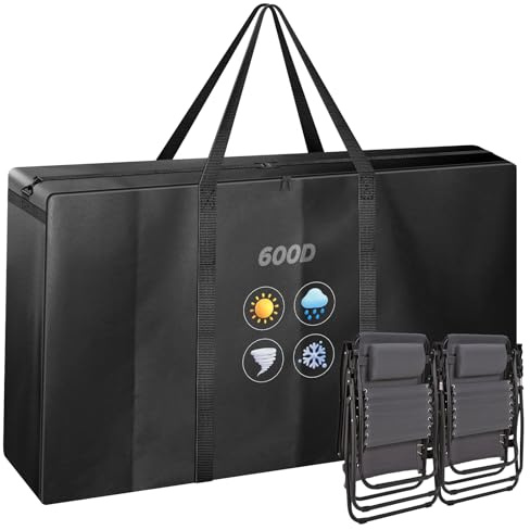 YedZen Bolsa de almacenamiento grande para silla de jardín, 600D, 105 x 73 x 28 cm, funda de transporte para tumbonas, cojín de muebles, mesa de camping, plegable, mesas plegables, chaise, terraza