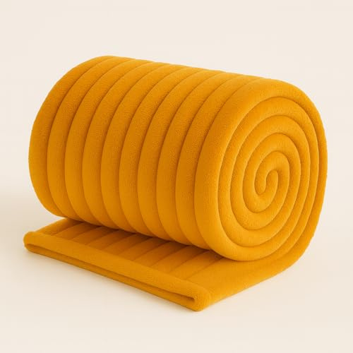 Bella Nights Chunky Ribbed Cord Faux Fur Throw – Velvet Touch Thick Soft Blanket for Sofa & Bed – Cozy Warm Throwover with Luxurious Texture (Ochre, 150 x 200)