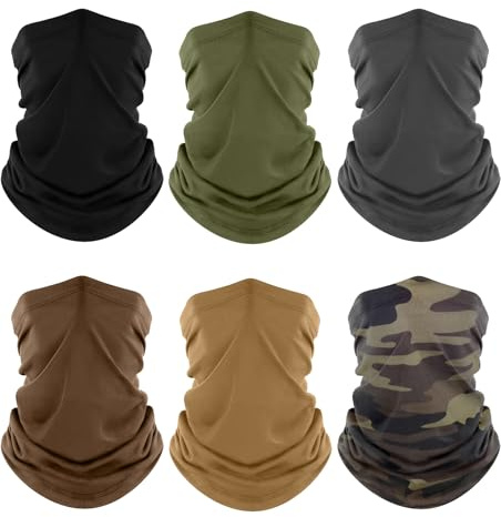 fuinloth Multifunctional Headwear, 6 Pack Neck Gaiter UV Protection Snoods