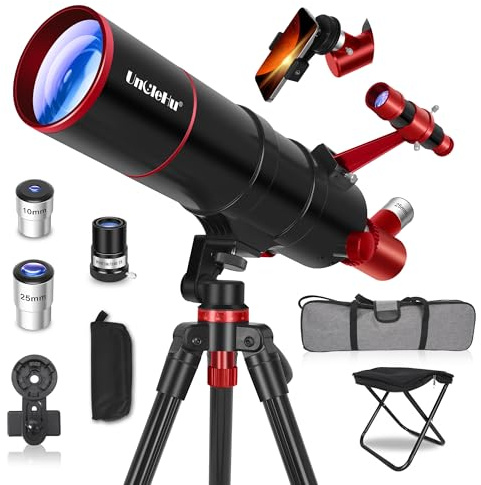 Telescope for Adults High Powered, 90mm Aperture 550mm Professional Telescope for Kids&Beginners with Folding Stool&Tripod&Phone Adapter&Carrying Bag, Portable Travel Refractor Astronomical Telescopes