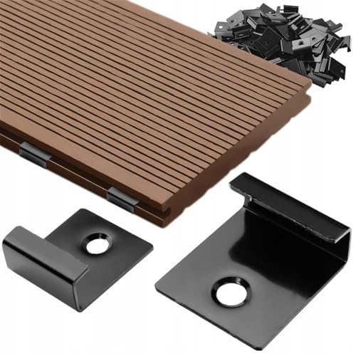 10 clip di montaggio per assi in WPC + viti in acciaio inox A2, 25 x 25 mm, clip di fissaggio resistenti alle intemperie, per legno, alluminio, acciaio, struttura sottostruttura