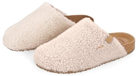 PERLETTI Ciabatte Donna Invernali con Pelo - Pantofole Casa Autunno Inverno Comode Calde Leggere Chiuse - Ciabatta Comfort Ragazza con Suola Antiscivolo e Tallone Imbottito (Bianco Crema, 38)