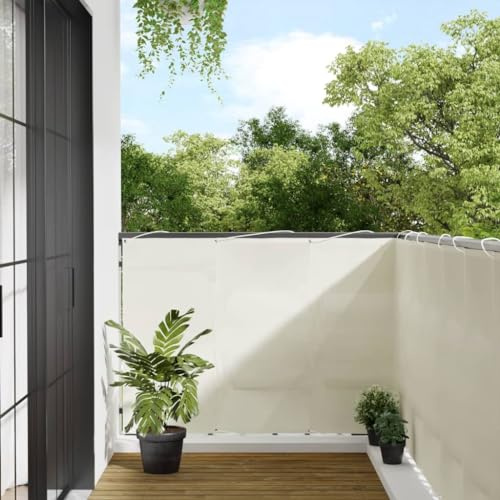 Mokuyary Protector de privacidad para balcón, color crema, 120 x 800 cm, 100 % poliéster Oxford, revestimiento para balcón, cubierta opaca contra el viento para jardín, terraza, exterior