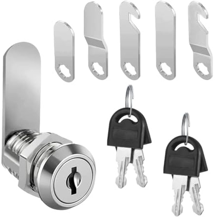 Cabinets Lock 16mm, 5 Assorted Cam Lock Plates | Letterbox Locks Plate With Cam Locks, Robust Build, Keyed Security, For Cupboard, Furniture, Cabinet, Mailbox, Drawer