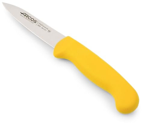 Arcos Couteau Mondador Acier Inoxydable NITRUM 80 mm - Pour Fruits et Légumes - Manche Polypropylène Jaune - Série 2900