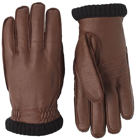 Hestra Deerskin Primaloft Rib Handschuhe Lederhandschuhe Fingerhandschuhe Herren - mit Futter Winter Herbst-Winter - 9 HS dunkelbraun
