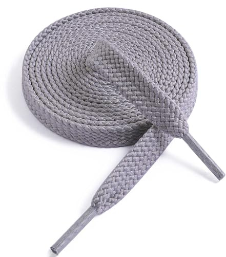 VSUDO 115 cm Light Grey Shoe Laces for Trainers, Grey Shoelaces, 1 Pair