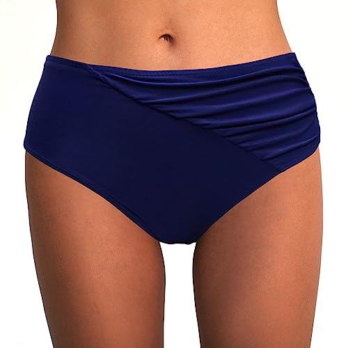 Rayson Bas de Maillot de Bain Femme Bandeau Ruched Bikini Culotte Taille Haute Short de Bain Ventre Plat Bas de Maillots Shorty